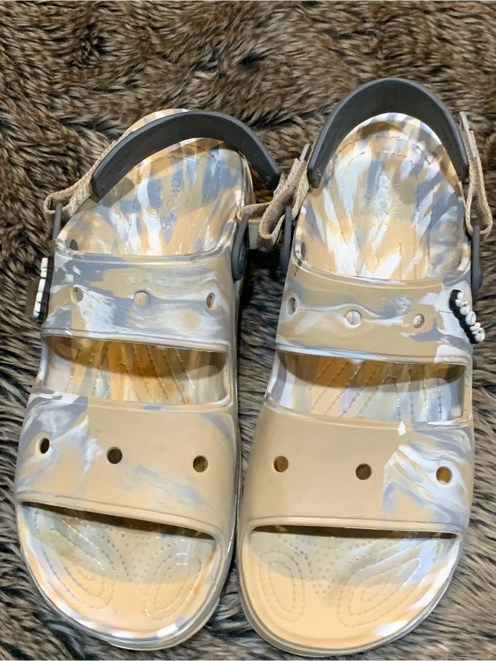 Crocs All Terrain Marbled Sandal Chai/Multi Size 14
